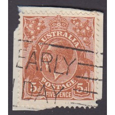 Australian King George V 5d Brown   Wmk C of A  Plate Variety 3R26..
